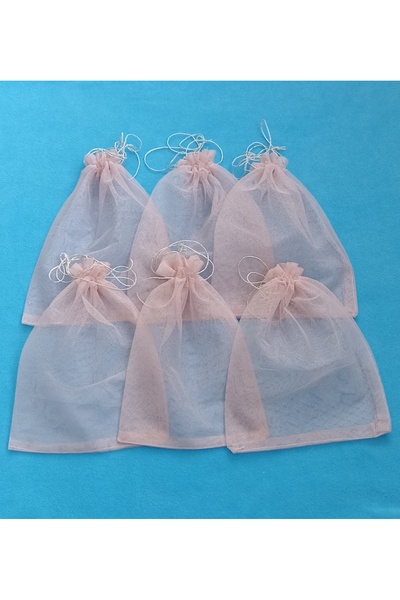 FNT Düz Pembe tül kese 17*23 cm 12 adettir Hediyelik Bohçalık çeyizlik