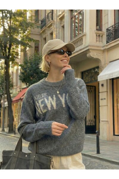 Homay سترة تريكو نسائية مطبوعة من نيويورك قصة فضفاضة