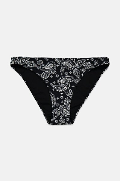 Etam Women Printed Bikini Bottom, Black