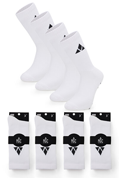 MGC Spor 4-Piece White Stitch-Free Toe Breathable Non-Slip Sole Socks Footbal...