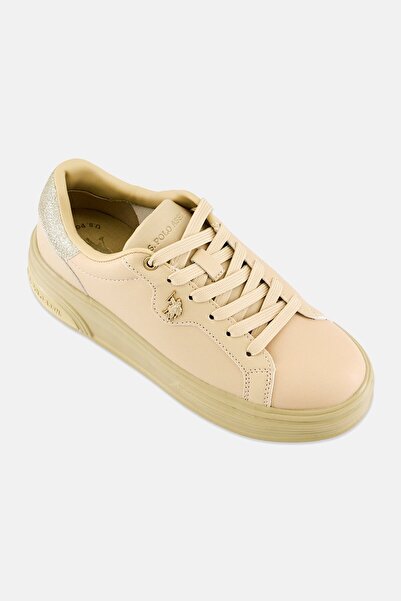 U.S. Polo Assn. Women Brand Logo Lace Up Sneakers, Tan