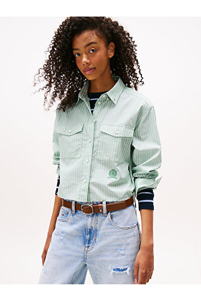 Tommy Hilfiger Kadın Yeşil L/S Gömlek