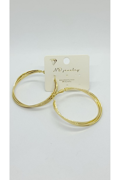 ndjewelry حلق دائري ذهبي (كبير)