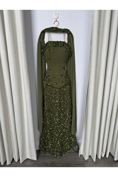 Dkan Luxurious sequined olive green dress