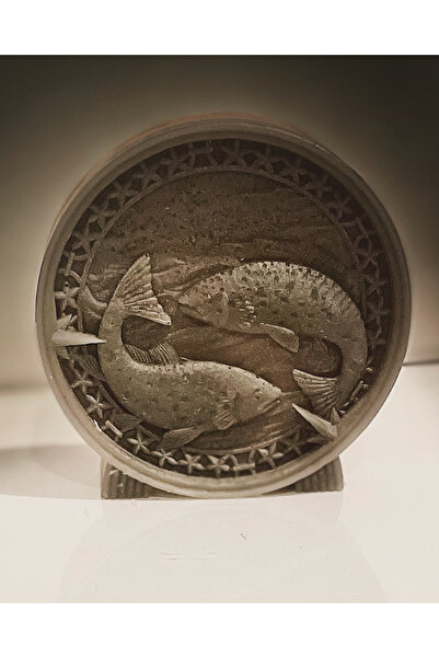DAR AMALIA Pisces Zodiac Decorative Sculpture – Twin Fish Carved Dis برج الحوت