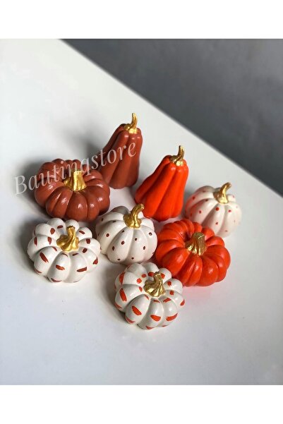 Bautinq Store Dekoratif Minimal El Yapımı Beton Bal kabakları 8 li set Yılbaş...