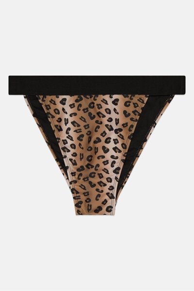 Brave Soul سروال بيكيني نسائي مطبوع جلد النمر، بني