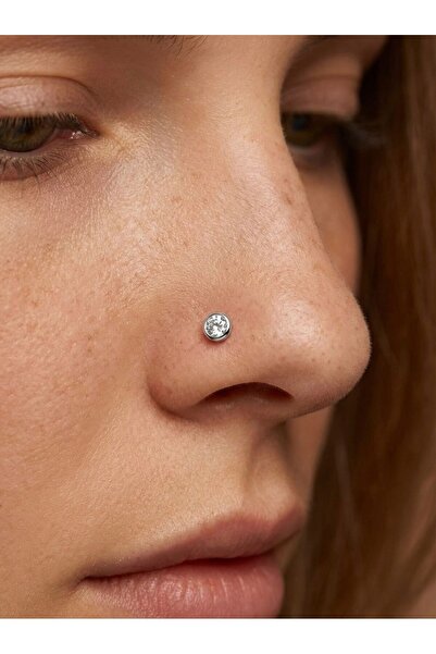 Sirena Accessories 925 Ayar Gümüş Büyük Zirkon Taşlı Top Model Piercing Hızma