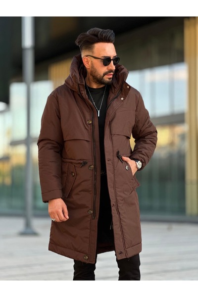 MİS MODA Men's Winter Padded Trench Coat