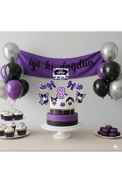 Ays Bridal Kuromi temalı pasta süsü kürdanı 8yaş