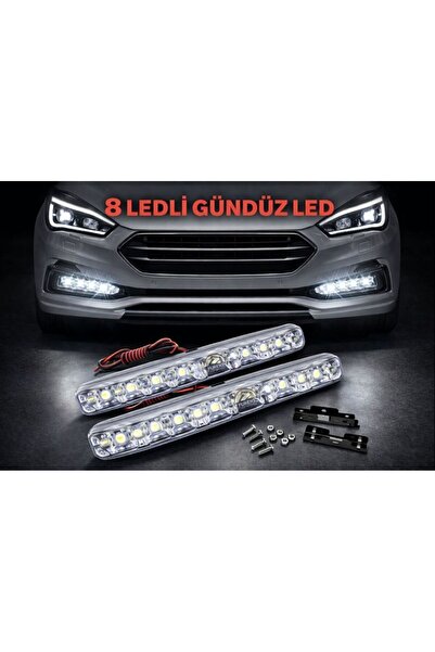 IŞILTI DESİGN Gündüz Farı 8 Ledli Gündüz Ledi Led Lamba 18W Su Geçirmez
