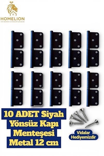 HOMELION 10 ADET Siyah 12 cm Yönsüz Kapı Menteşesi – Ahşap İç Kapılar İçin Da...