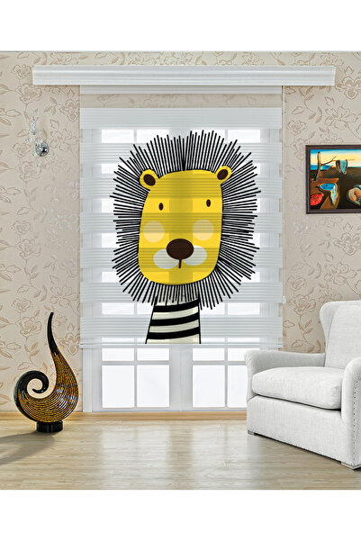 Perdecizade (ENXBOY)ASLAN DİJİTAL BASKILI ZEBRA PERDE-COCUK ODASI-STOR PERDE