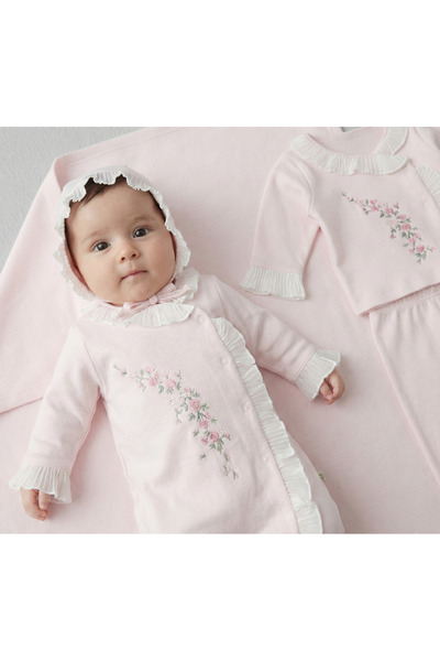 ZEYNUKO طقم زيبين للأطفال حديثي الولادة من 0-3 أشهر، مطرز بالزهور، أنيق، 10 ق...