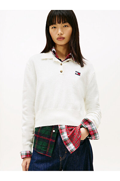 Tommy Hilfiger Kadın TJW Fluffy Polo Yaka Kazak