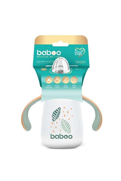 Baboo كوب شرب مانع للانسكاب بفوهة سيليكون - لون الخوخ - 260 مل - مناسب للأطفال من عمر 6 أشهر فما فوق