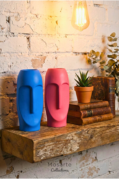 Mosarte سلسلة ستونفيس: مزهرية/تمثال وجه تجريدي بسيط - مجموعة من قطعتين للديكو...