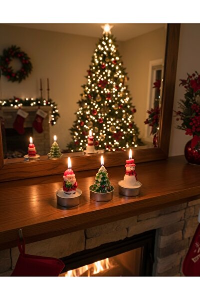 Tutku Yılbaşı 3'Lü Noel Temalı Mum-Süs