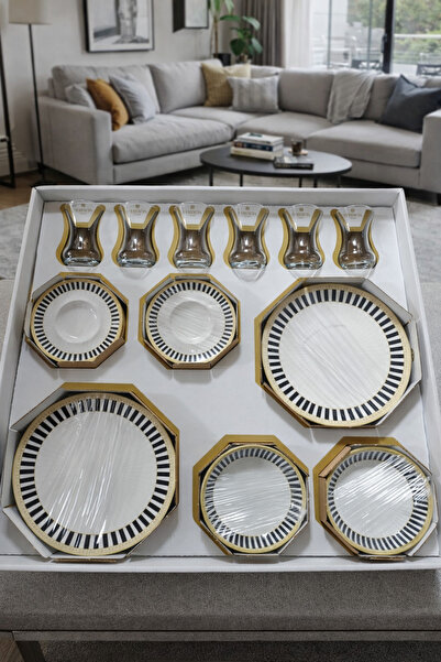 Paşabahçe 24 Parça Harenciya Premium Çay&Pasta Sunum Seti-6 Bardak 6 Pasta Tabağı-6 Çerezlik Kase-6 Çay Tabağı