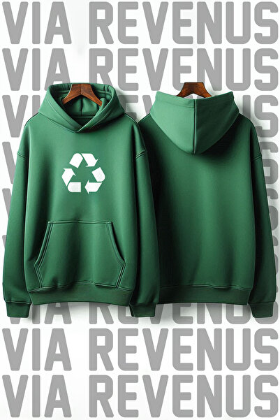 Vordevia Recycling cu imprimeu Unisex supradimensionat cu glugă Swea tricou -...