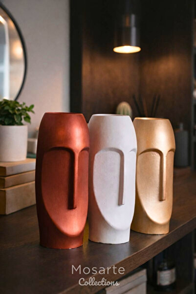 Mosarte Stoneface Series Minimalist Abstract Face Vase / Sculpture – Modern D...