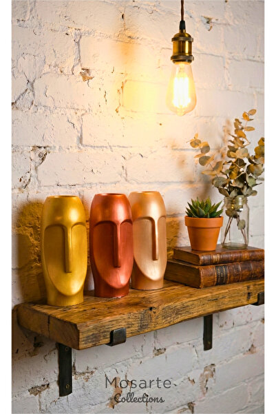 Mosarte سلسلة ستونفيس: مزهرية/تمثال وجه تجريدي بسيط - مجموعة من 3 قطع ديكورية...