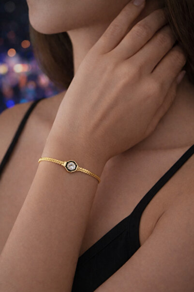 PaminBags Aksesuar سوار من حجر الزركون بتفاصيل سداسية LNS0068