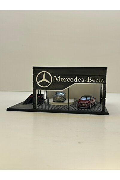 Butik 3D Baskı 1/64 Ölçekli Mercedes Showroom Tasarımlı Diorama Araç Sergileme Garajı
