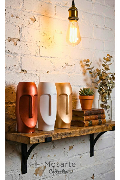 Mosarte سلسلة ستونفيس: مزهرية/تمثال وجه تجريدي بسيط - مجموعة من 3 قطع ديكورية...