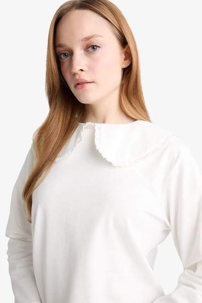 DeFacto Relax Fit Peter Pan collar Long Sleeve Tunic G1386Ax25Au