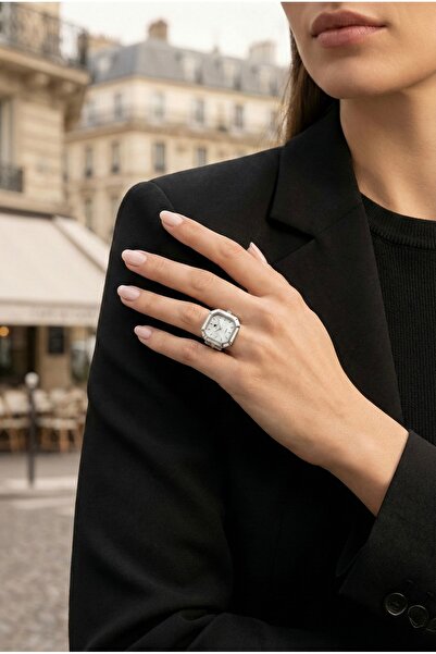 KLISHE Butik Kayra Yüzük Saat Silver Renk, Esneyebilen Otomatik Ölçü Kordon, ...