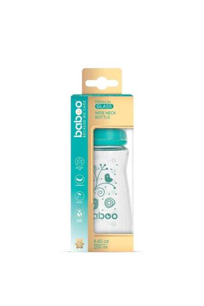 Baboo زجاجة رضاعة أطفال واسعة العنق مضادة للمغص - 250 مل - للأطفال من عمر 3 أشهر فما فوق