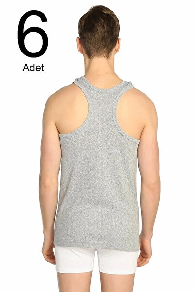 Seher Yıldızı Sports Athlete 6-Pack Combed Cotton Men's Ribbed Rambo Gray