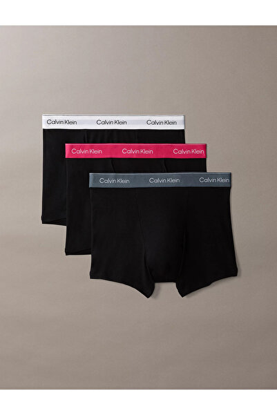Calvin Klein Men's Cotton Regular Fit Logo Elastic Waistband 3-Piece Black Bo...