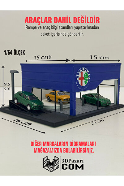 Butik 3D Baskı 1/64 Ölçekli Alfa Romeo Showroom Tasarımlı Diorama Araç Sergil...