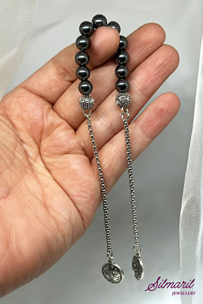 Silmaril Store Hematite Natural Stone Rosary Zaza and Bracelet Sets Father's ...