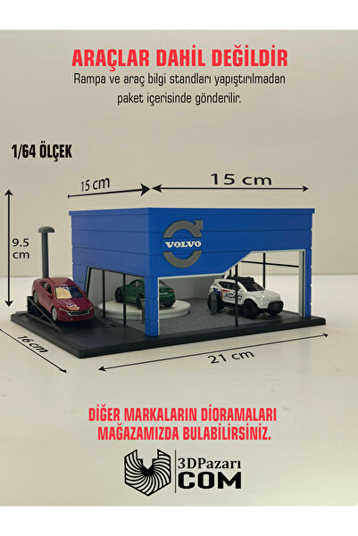 Butik 3D Baskı 1/64 Ölçekli Volvo Showroom Tasarımlı Diorama Araç Sergileme G...
