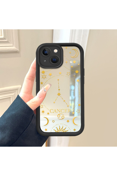 Hontinga iPhone 15 Plus Compatible Burç Aynalı Anti-Dream Silicone Phone Case