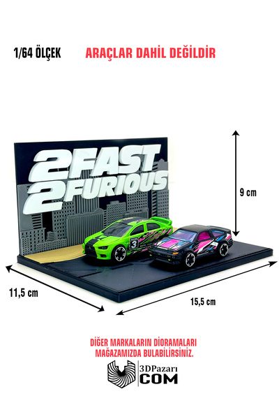 Butik 3D Baskı 1/64 Ölçekli Hızlı ve Öfkeli Tasarımlı Mini Diorama Araç Sergi...