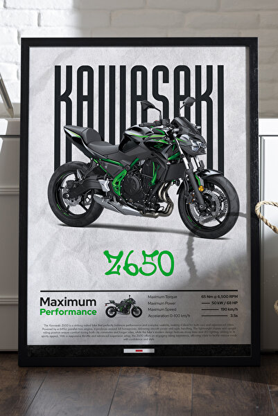 Duvarda Αφίσα Kawasaki Z650 με μαύρο ξύλινο πλαίσιο, διακοσμητικός πίνακας το...