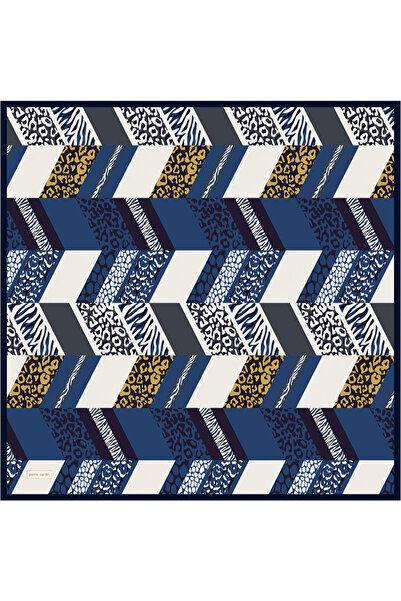 Pierre Cardin Navy Blue 90X90 Silk Crepe Satin Scarf