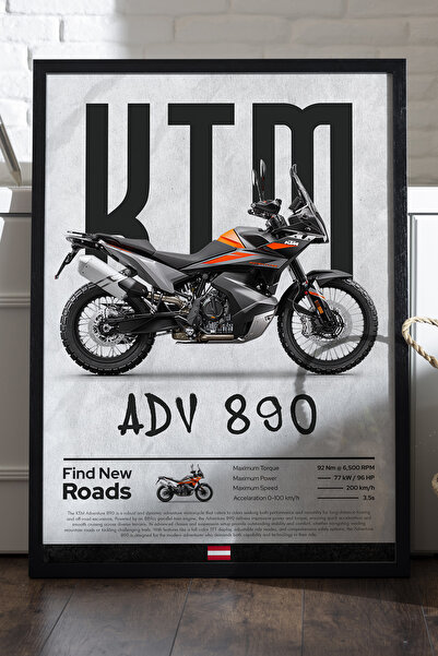 Duvarda Poster cu cadru din lemn negru KTM ADV 890, pictură decorativă de per...