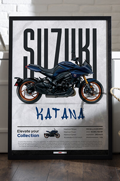 Duvarda Poster Suzuki Katana cu ramă din lemn negru, pictură decorativă de pe...