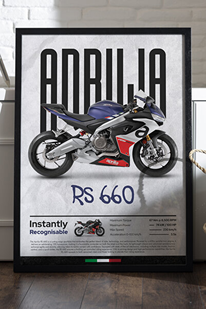 Duvarda Aprilia RS 660 Αφίσα με Μαύρο Ξύλινο Πλαίσιο, Διακοσμητικός Πίνακας Τ...