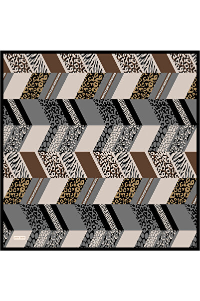 Pierre Cardin وشاح من الساتان الحريري باللون الرمادي مقاس 90 × 90