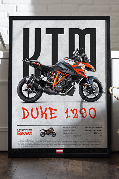 Duvarda Αφίσα KTM Duke 1290 με μαύρο ξύλινο πλαίσιο, διακοσμητικός πίνακας το...