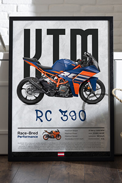 Duvarda Poster cu cadru din lemn negru KTM RC 390, pictură decorativă de pere...