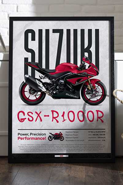 Duvarda Poster cu ramă din lemn negru Suzuki GSX-R1000 R, pictură decorativă ...