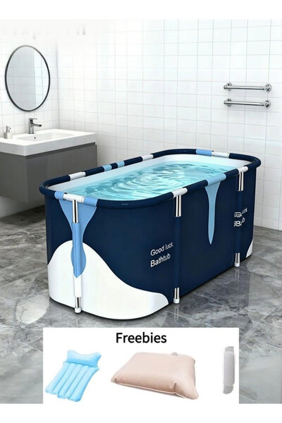 Generic 140cm oversized portable folding bathtub, adult bathroom soaking tub, thermal bathtub