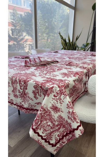 Hubb Interiors Patterned Tablecloth Burgundy